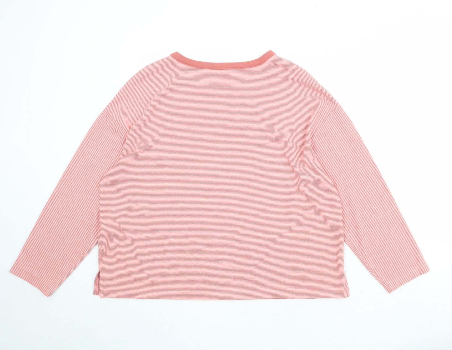 Marks and Spencer Womens Pink Striped Polyester Pullover Sweatshirt Size 16 Pullover