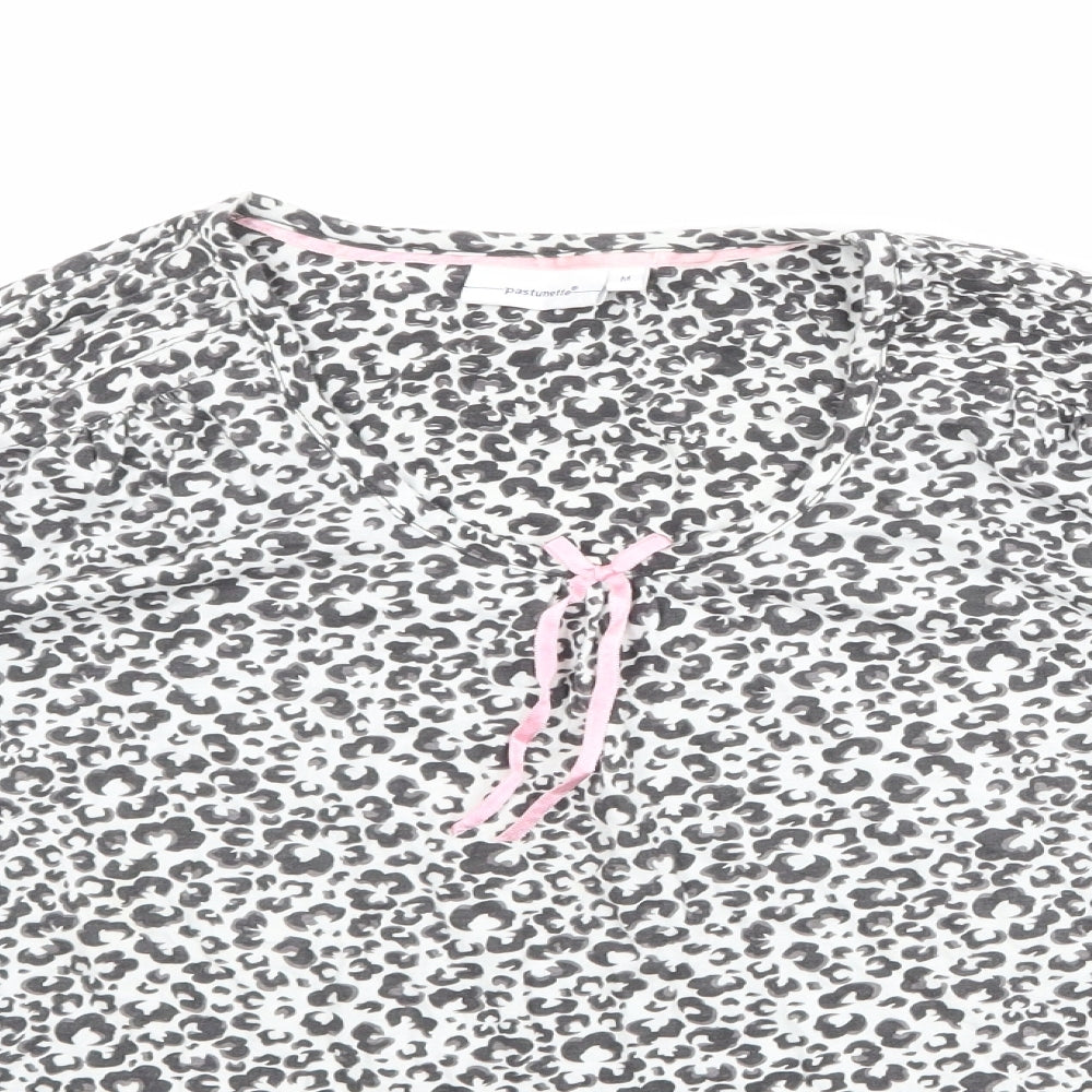 Pastunette Womens Beige Animal Print 100% Cotton Basic Blouse Size 12 Round Neck