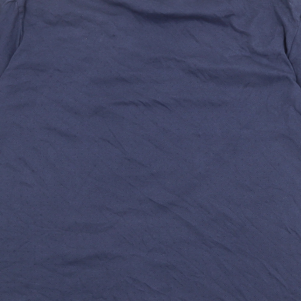 M&Co Womens Blue 100% Cotton Basic Blouse Size 18 V-Neck - Broderie Anglaise