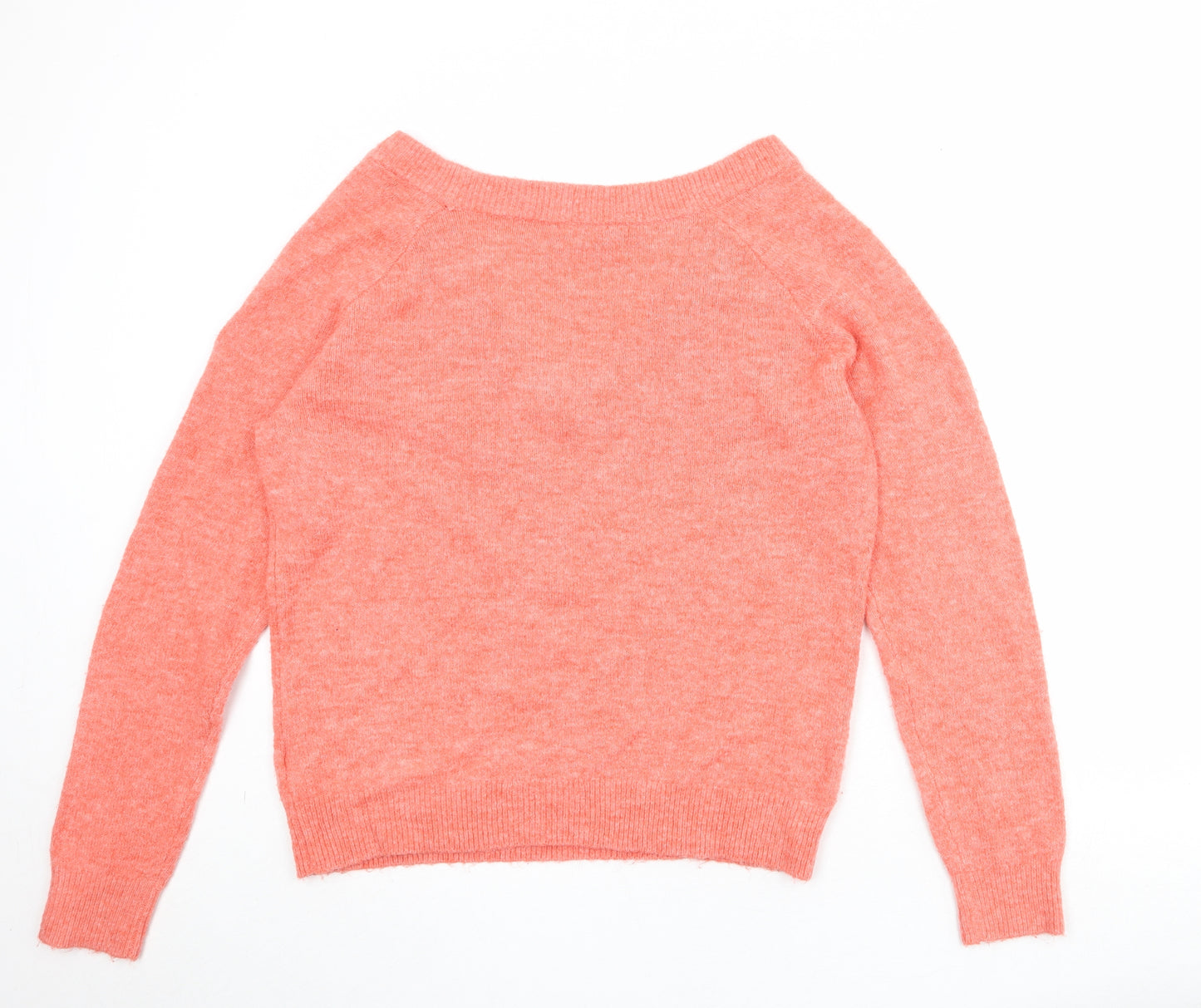 H&M Womens Pink V-Neck Acrylic Pullover Jumper Size XS