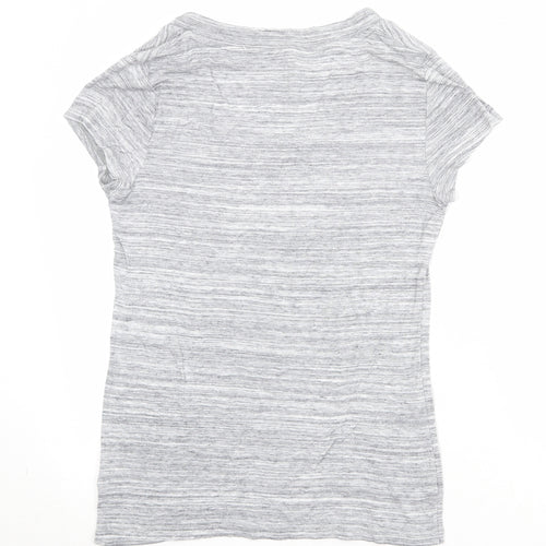 Merona Womens Grey Striped Viscose Basic T-Shirt Size L V-Neck
