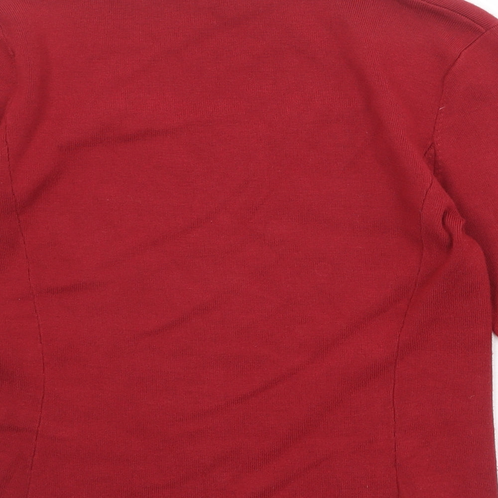 CC Womens Red Square Neck Viscose Pullover Jumper Size S