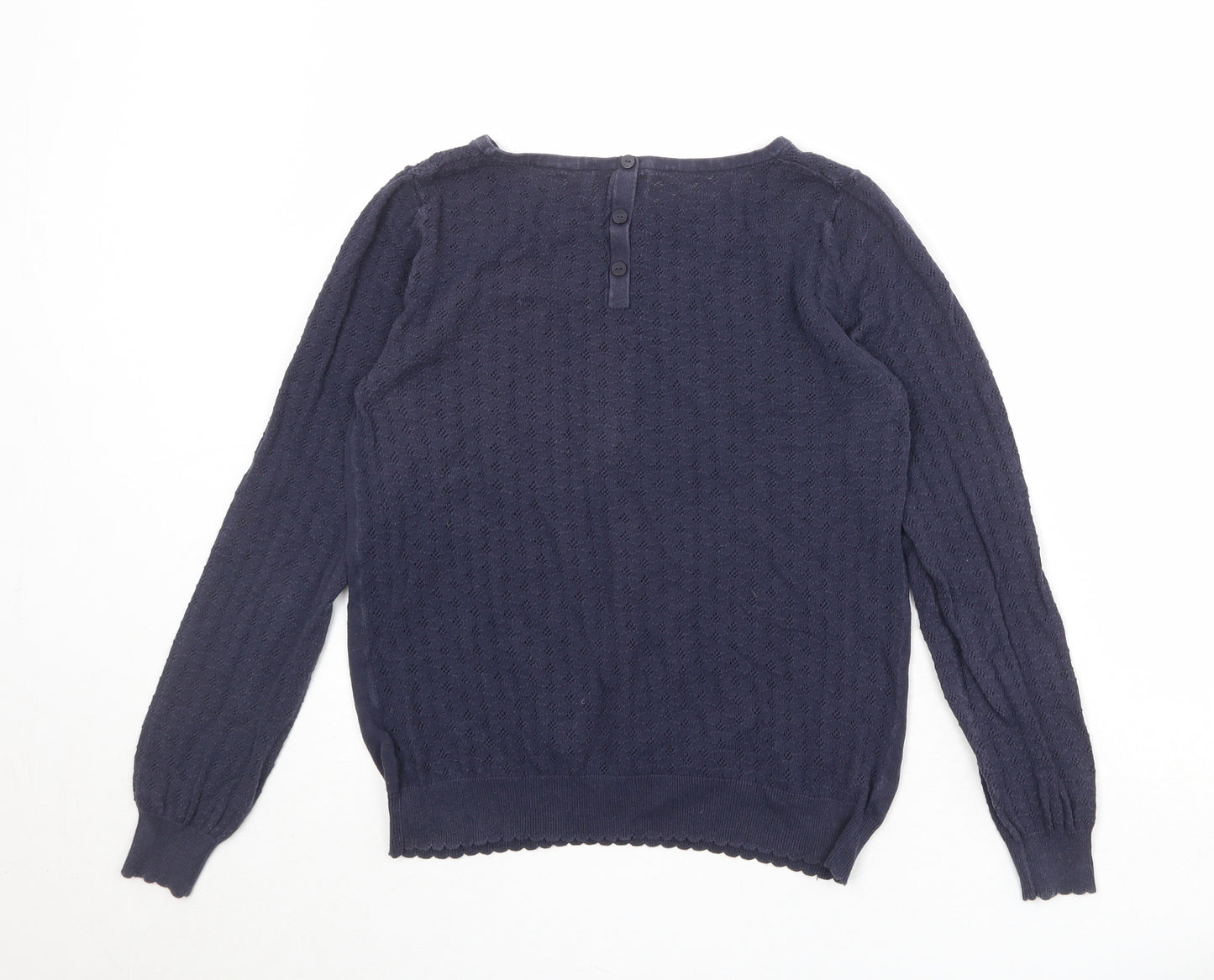 NEXT Womens Blue Round Neck 100% Cotton Pullover Jumper Size 12