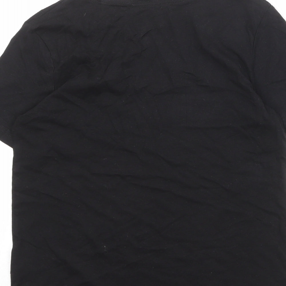 H&M Boys Black 100% Cotton Basic T-Shirt Size 8-9 Years Round Neck Pullover - X-Ray