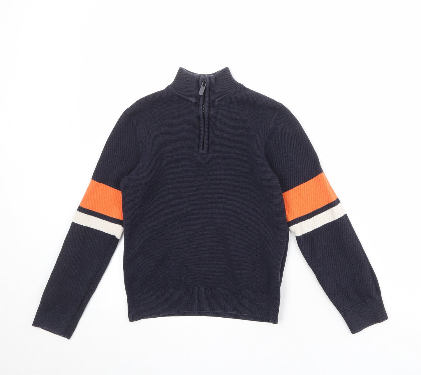 NEXT Boys Black High Neck 100% Cotton Pullover Jumper Size 10 Years Zip