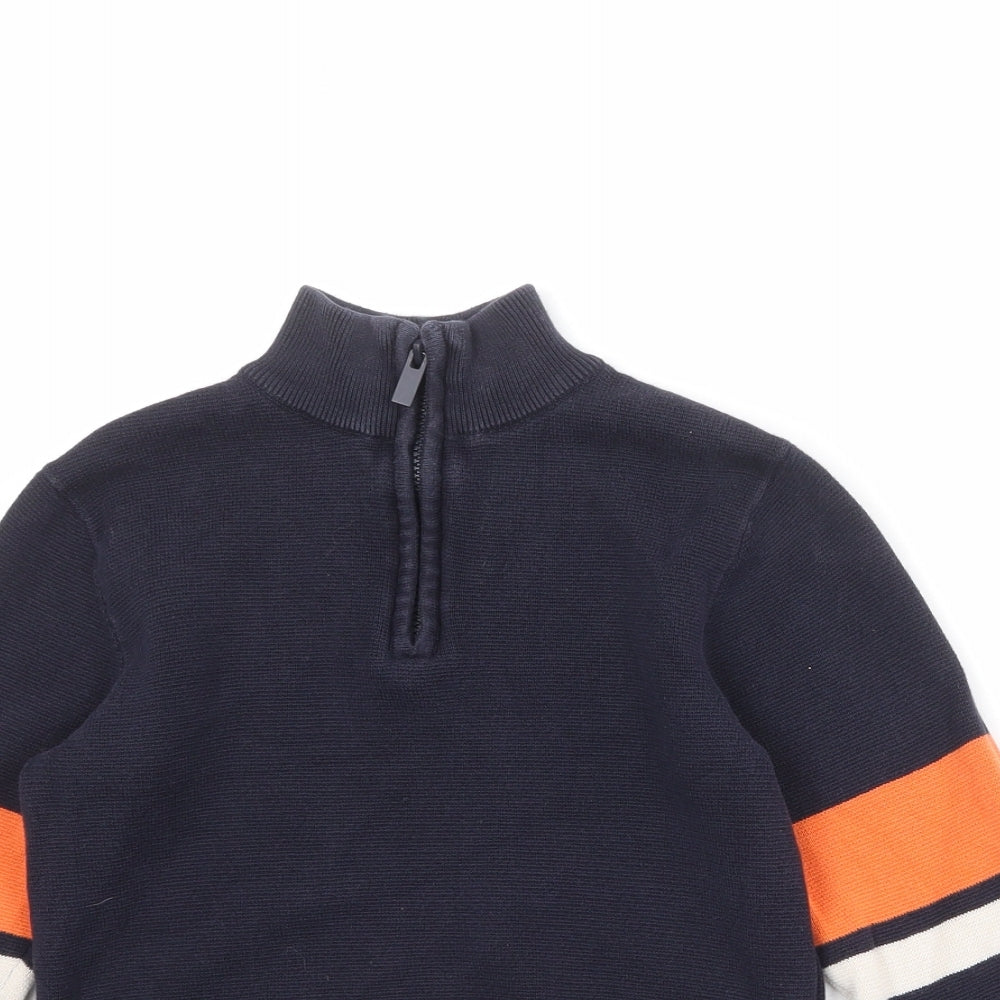 NEXT Boys Black High Neck 100% Cotton Pullover Jumper Size 10 Years Zip