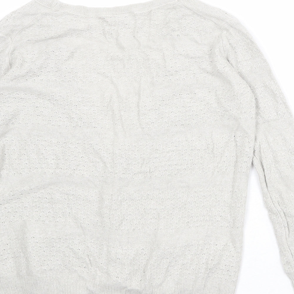 Topshop Womens Grey V-Neck Viscose Cardigan Jumper Size 6