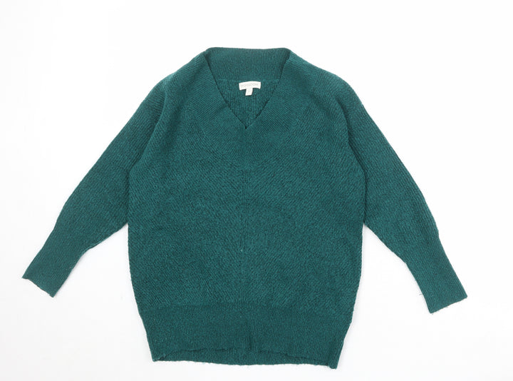 Monsoon Womens Green V-Neck Acrylic Pullover Jumper Size S