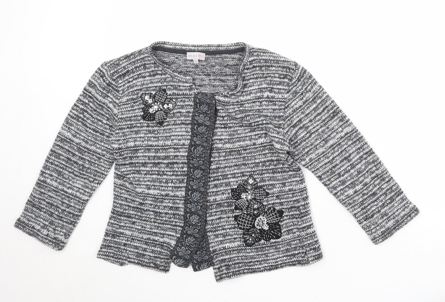 Per Una Womens Grey Round Neck Polyester Cardigan Jumper Size M