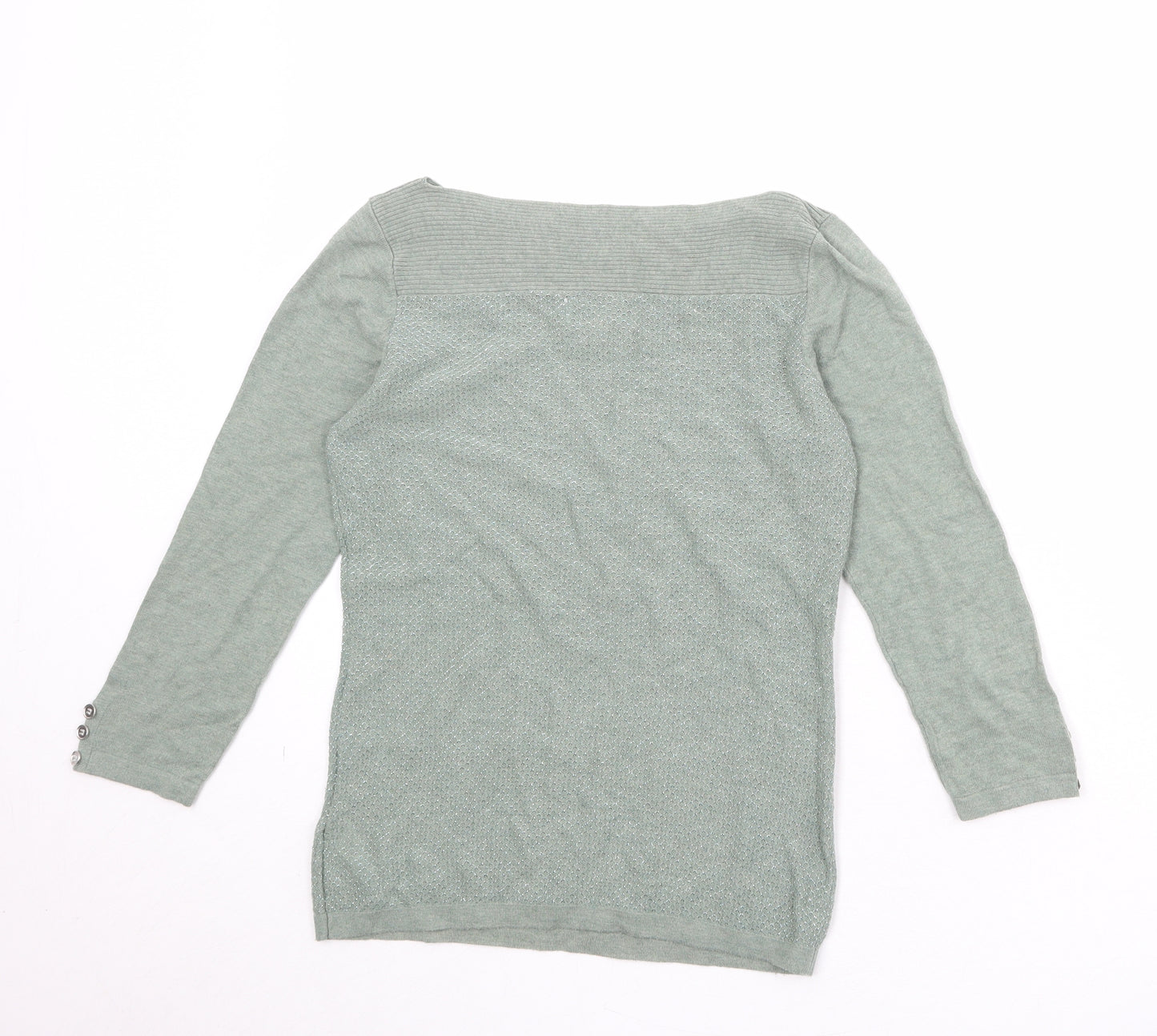NEXT Womens Green Boat Neck Cotton Pullover Jumper Size 10