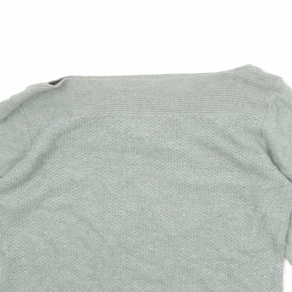 NEXT Womens Green Boat Neck Cotton Pullover Jumper Size 10