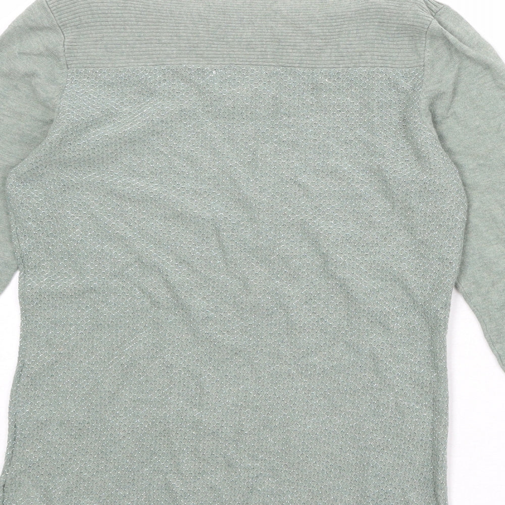 NEXT Womens Green Boat Neck Cotton Pullover Jumper Size 10