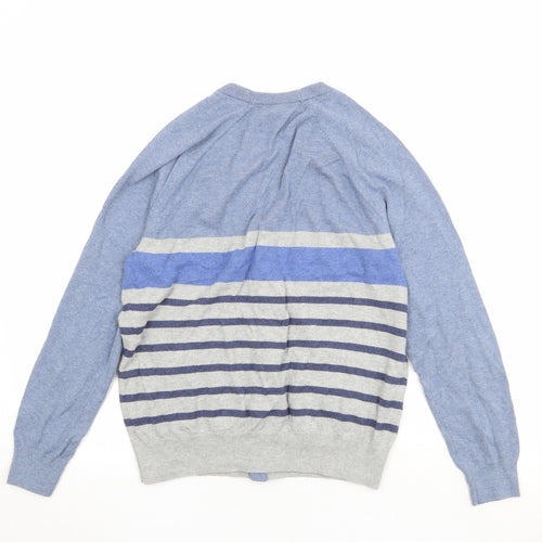 Gap Womens Blue V-Neck Striped Acrylic Cardigan Jumper Size S