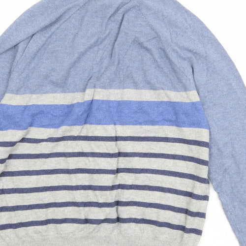 Gap Womens Blue V-Neck Striped Acrylic Cardigan Jumper Size S