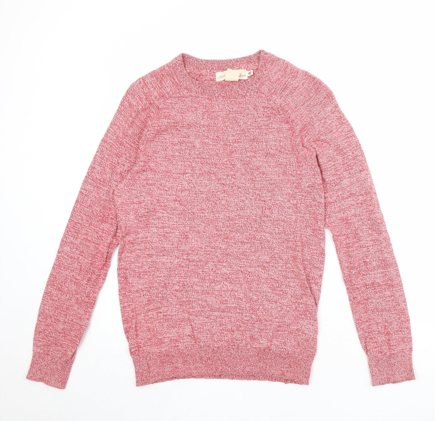 Divided by H&M Mens Red Round Neck Cotton Pullover Jumper Size XS Long Sleeve