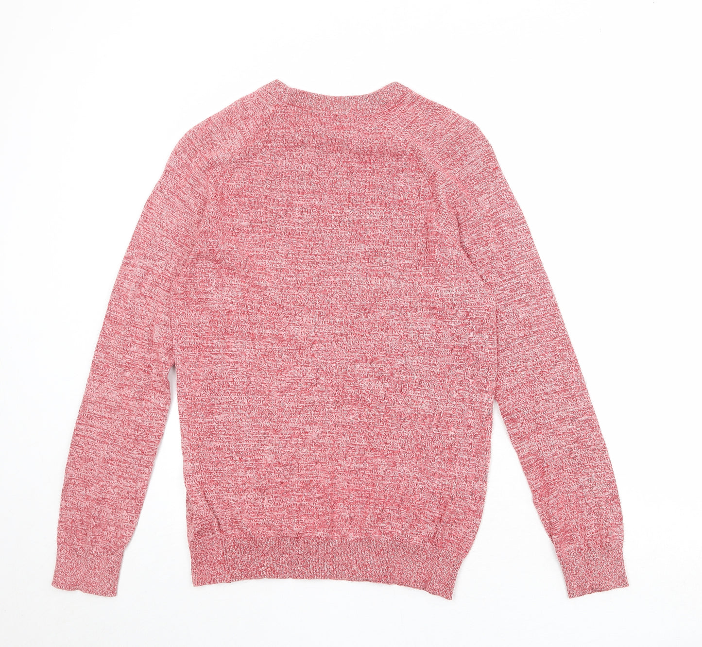 Divided by H&M Mens Red Round Neck Cotton Pullover Jumper Size XS Long Sleeve