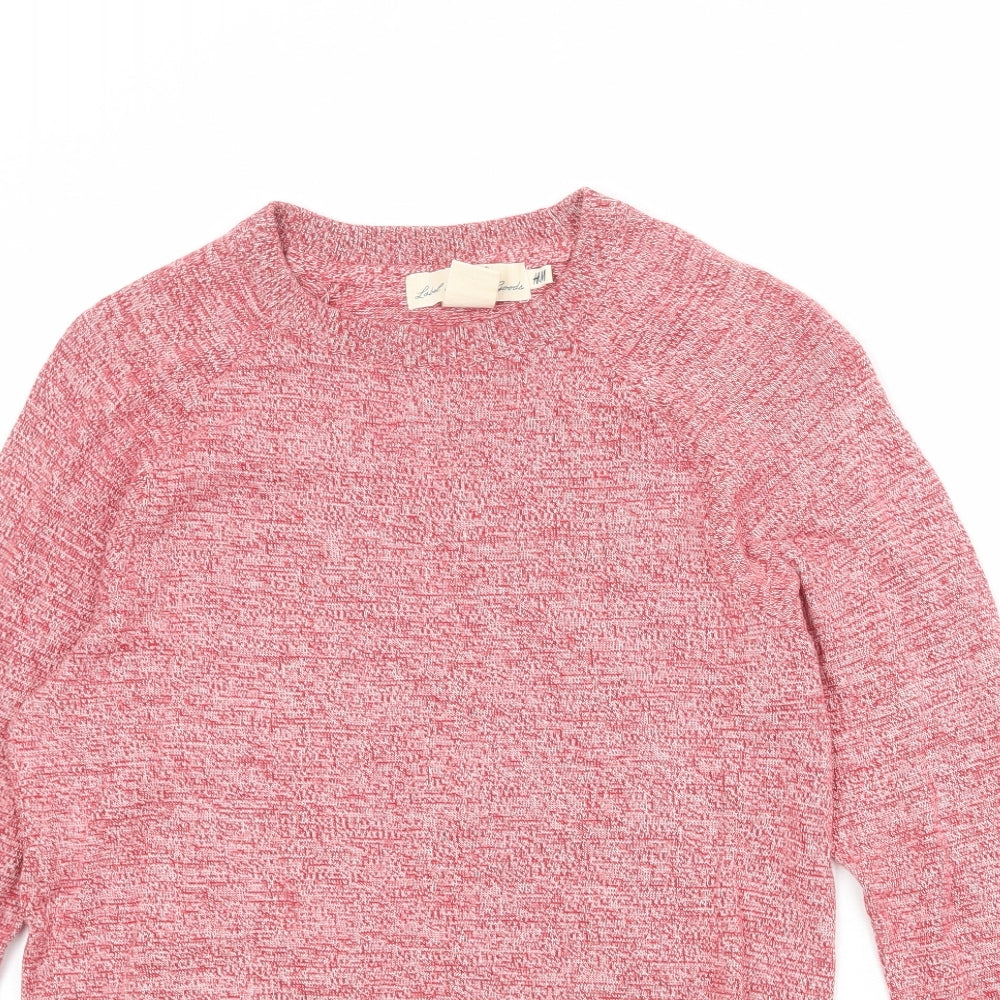 Divided by H&M Mens Red Round Neck Cotton Pullover Jumper Size XS Long Sleeve