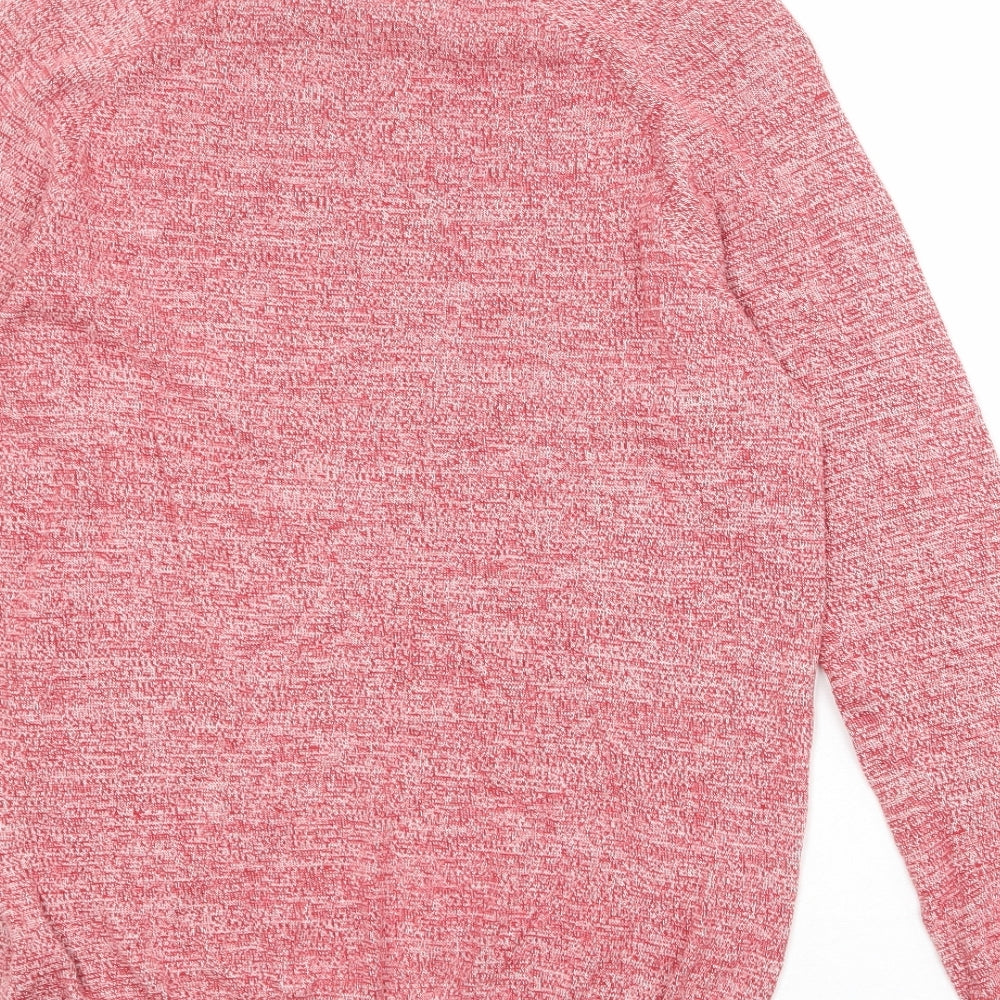 Divided by H&M Mens Red Round Neck Cotton Pullover Jumper Size XS Long Sleeve