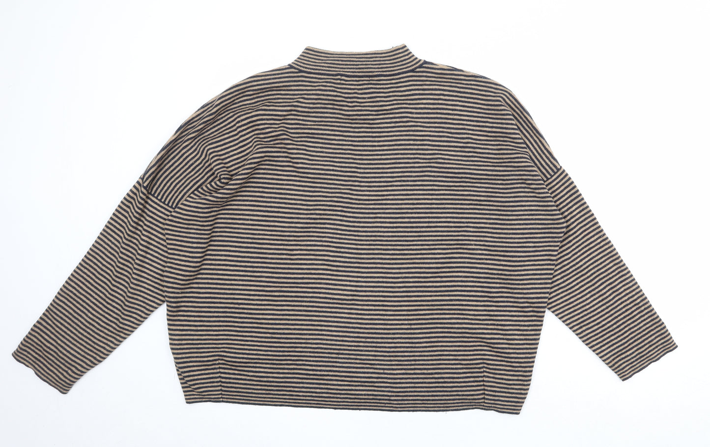 Autograph Womens Brown Mock Neck Striped Viscose Pullover Jumper Size 20