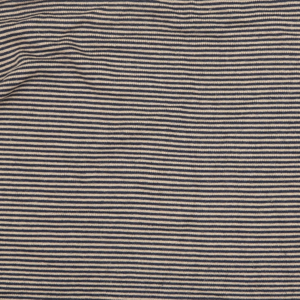 Autograph Womens Brown Mock Neck Striped Viscose Pullover Jumper Size 20