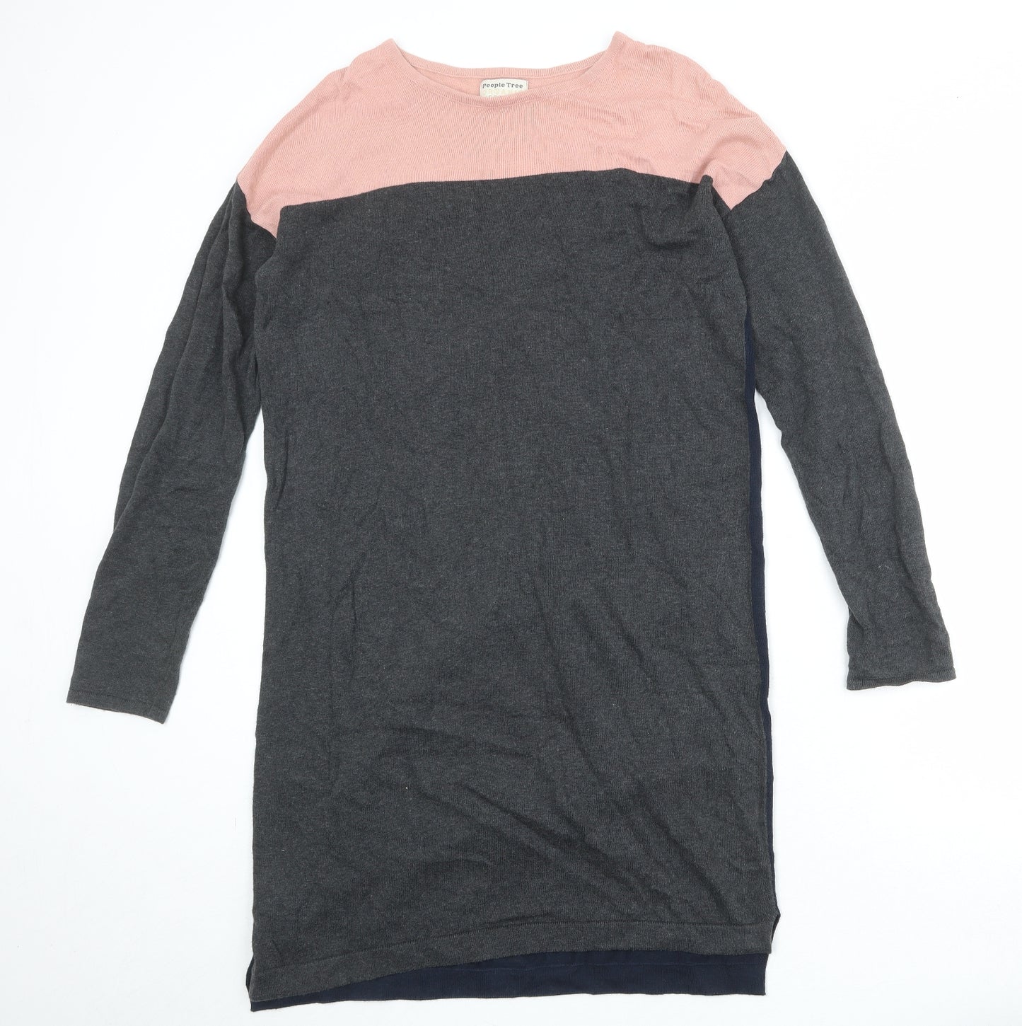 People Tree Womens Multicoloured Colourblock 100% Cotton Jumper Dress Size 10 Round Neck Pullover
