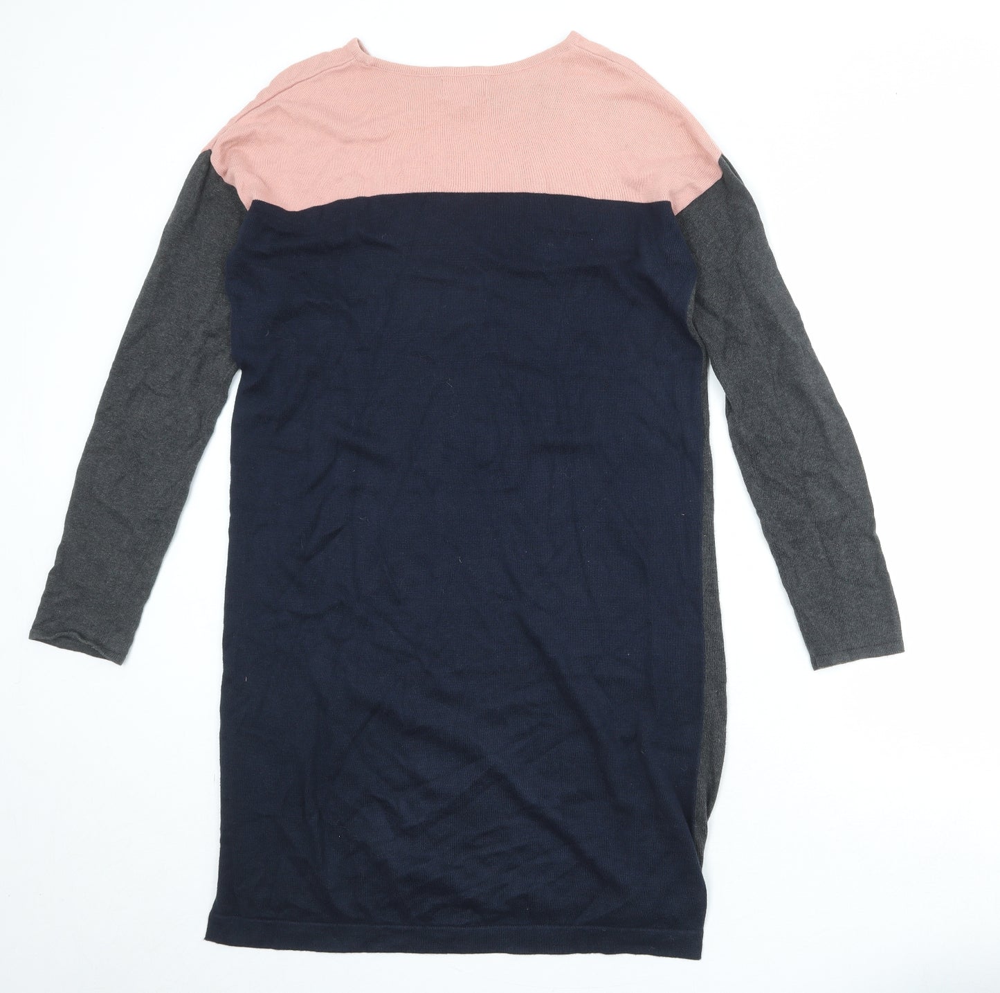 People Tree Womens Multicoloured Colourblock 100% Cotton Jumper Dress Size 10 Round Neck Pullover