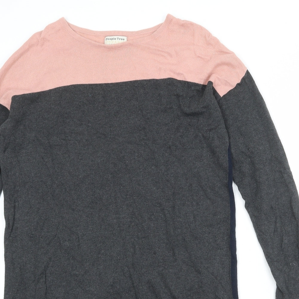 People Tree Womens Multicoloured Colourblock 100% Cotton Jumper Dress Size 10 Round Neck Pullover