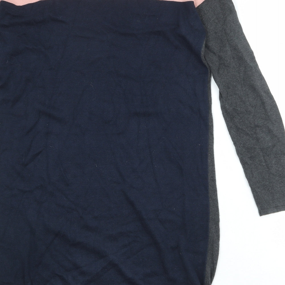 People Tree Womens Multicoloured Colourblock 100% Cotton Jumper Dress Size 10 Round Neck Pullover