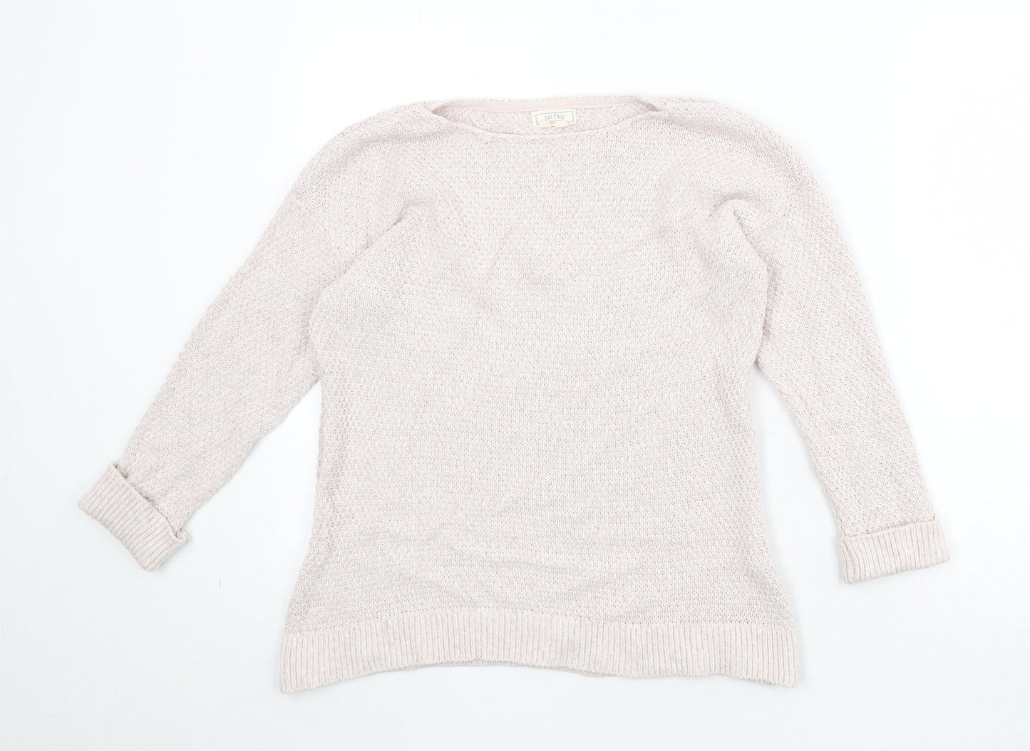 Fat Face Womens Ivory Boat Neck 100% Cotton Pullover Jumper Size 10