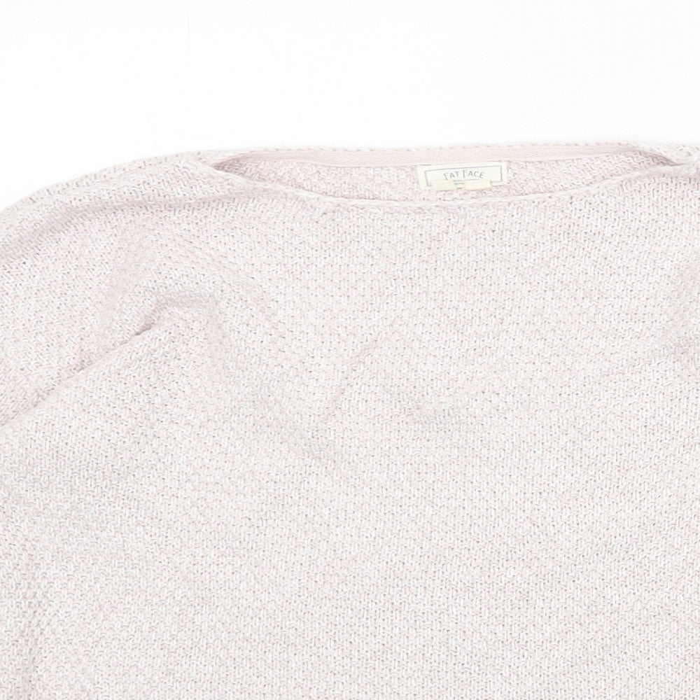 Fat Face Womens Ivory Boat Neck 100% Cotton Pullover Jumper Size 10