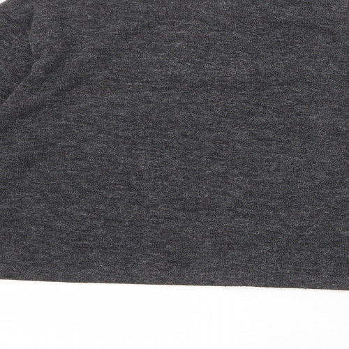 Zara Womens Grey Round Neck Acrylic Pullover Jumper Size M - Badge Detail