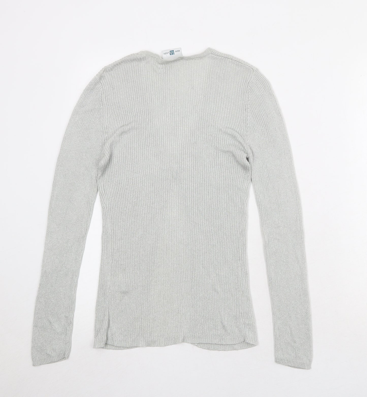New Look Womens Silver V-Neck Viscose Cardigan Jumper Size 12