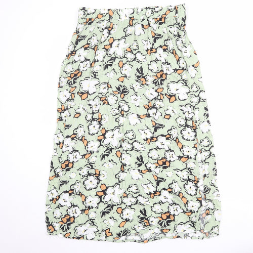 ICHI Womens Green Floral Viscose Peasant Skirt Size 34 in