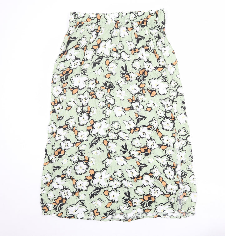 ICHI Womens Green Floral Viscose Peasant Skirt Size 34 in