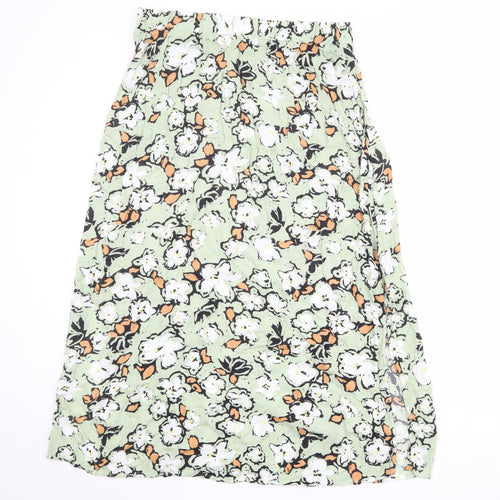 ICHI Womens Green Floral Viscose Peasant Skirt Size 34 in