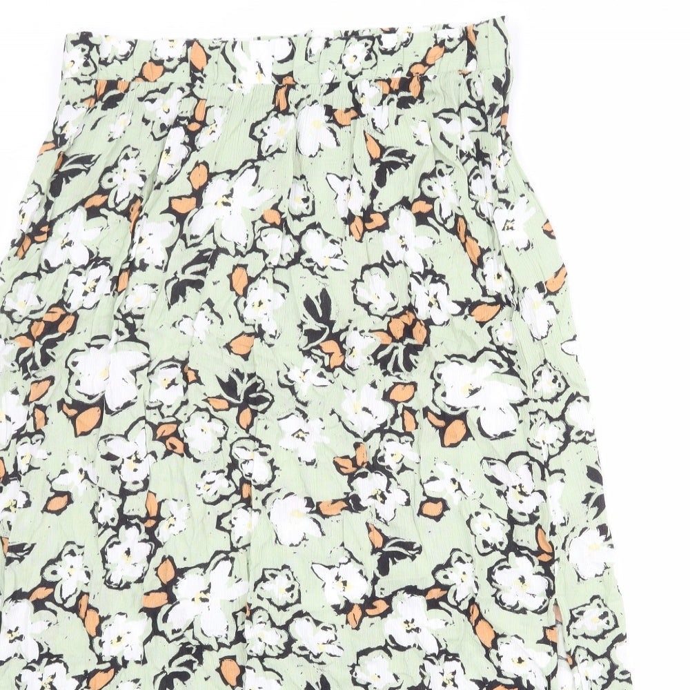 ICHI Womens Green Floral Viscose Peasant Skirt Size 34 in