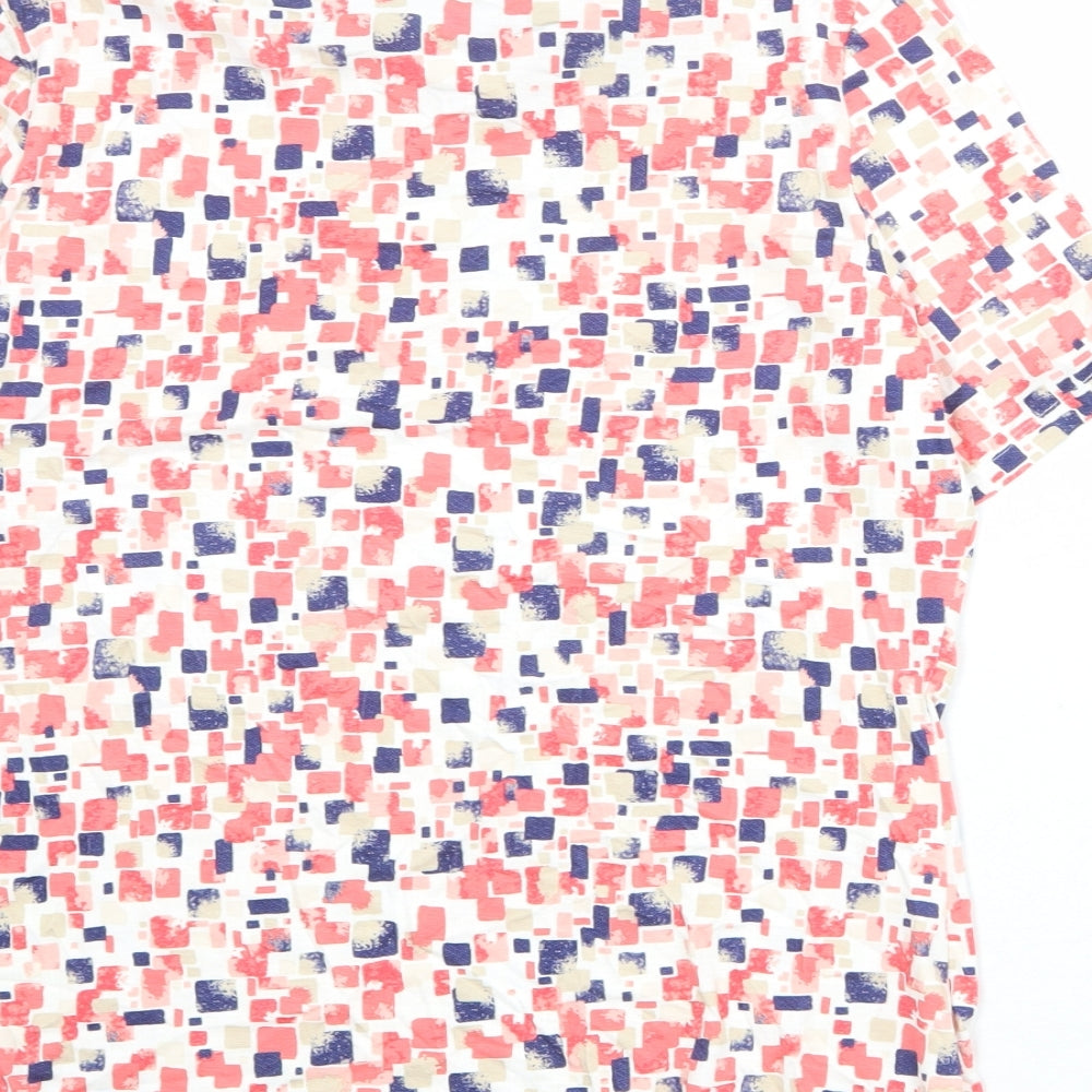 EWM Womens Multicoloured Geometric Viscose Basic T-Shirt Size 14 Round Neck