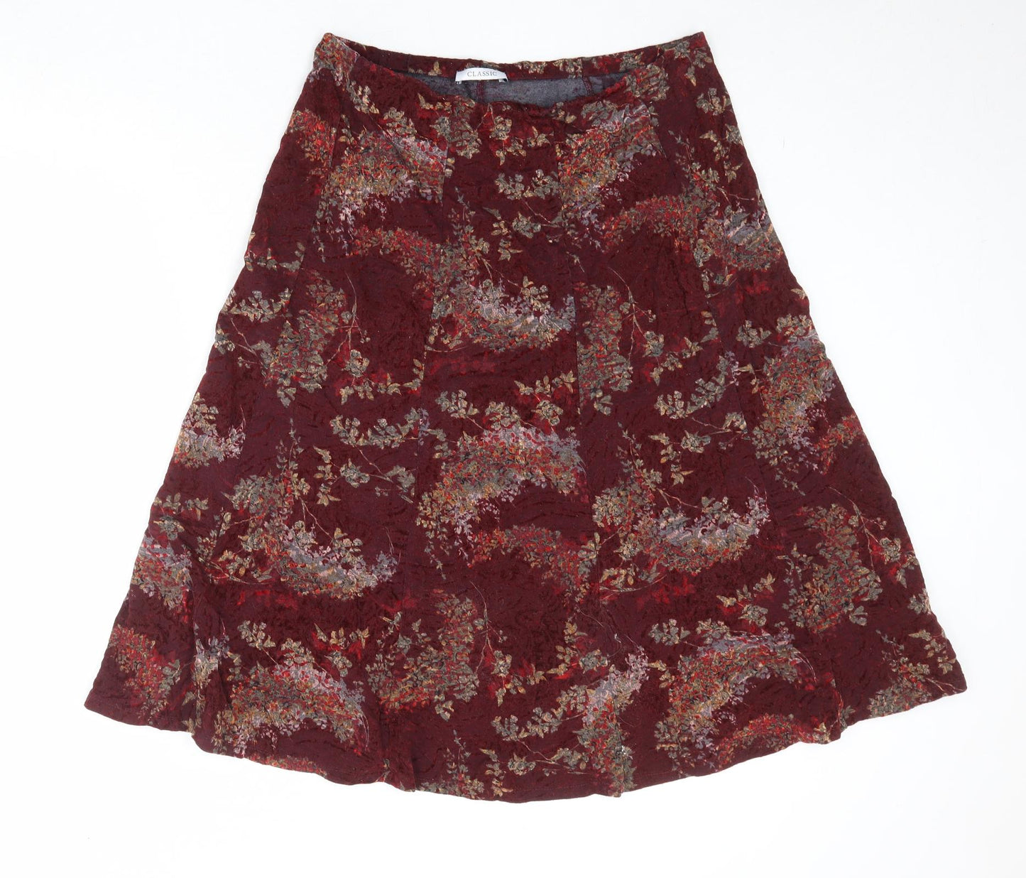 Marks and Spencer Womens Red Geometric Polyester Swing Skirt Size 14