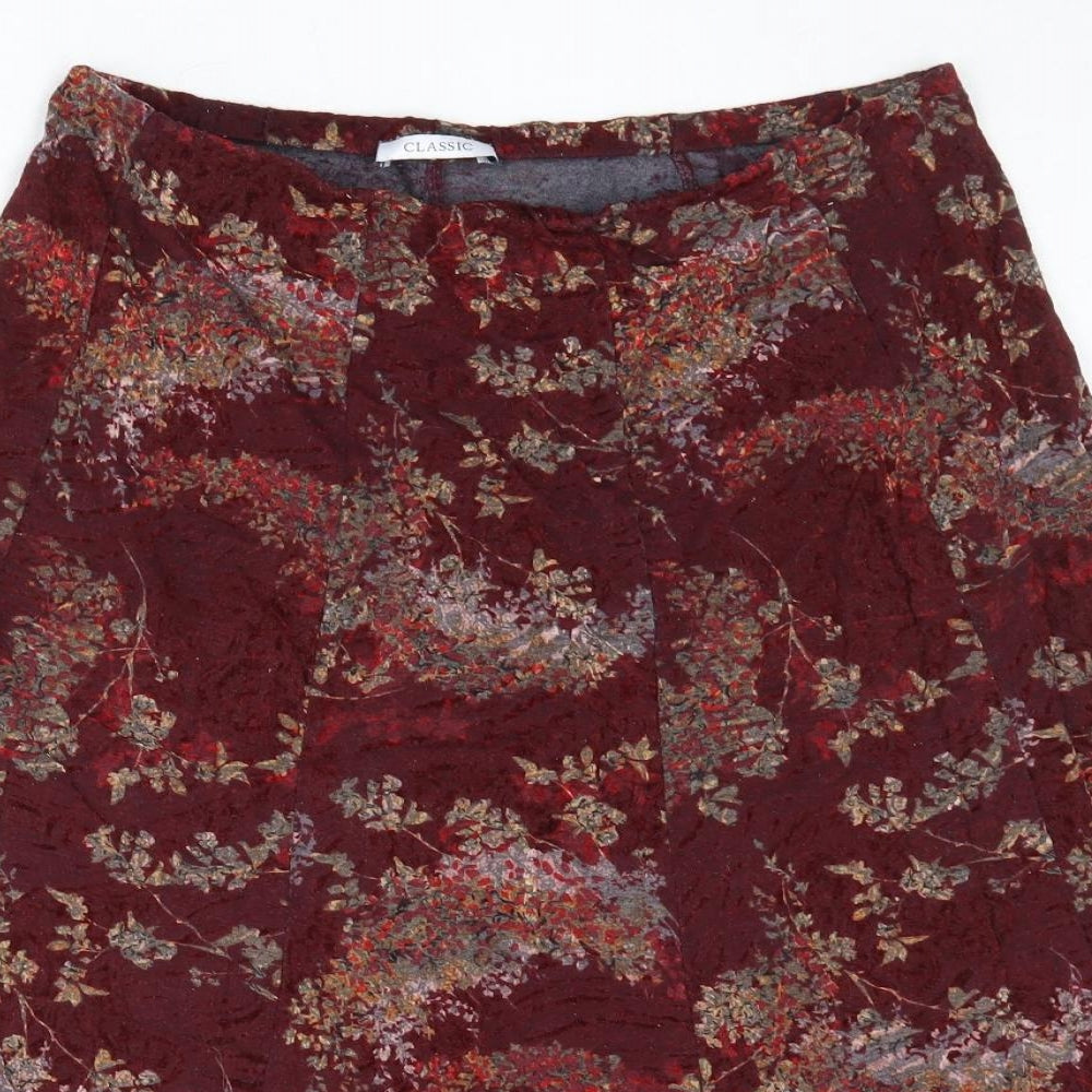 Marks and Spencer Womens Red Geometric Polyester Swing Skirt Size 14