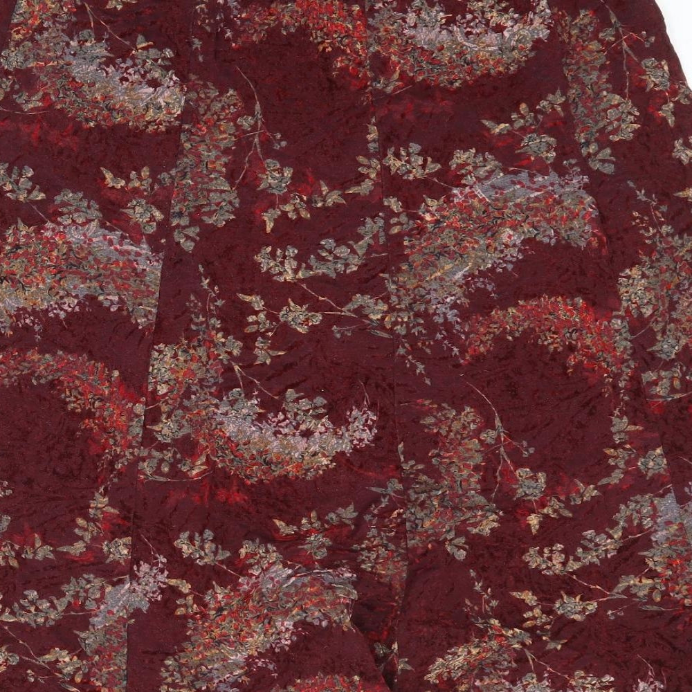 Marks and Spencer Womens Red Geometric Polyester Swing Skirt Size 14