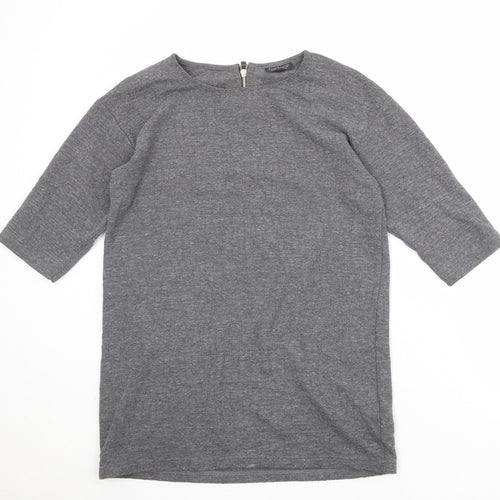 Topshop Womens Grey Polyester Basic T-Shirt Size 10 Round Neck