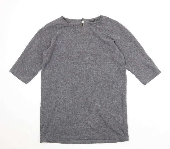 Topshop Womens Grey Polyester Basic T-Shirt Size 10 Round Neck