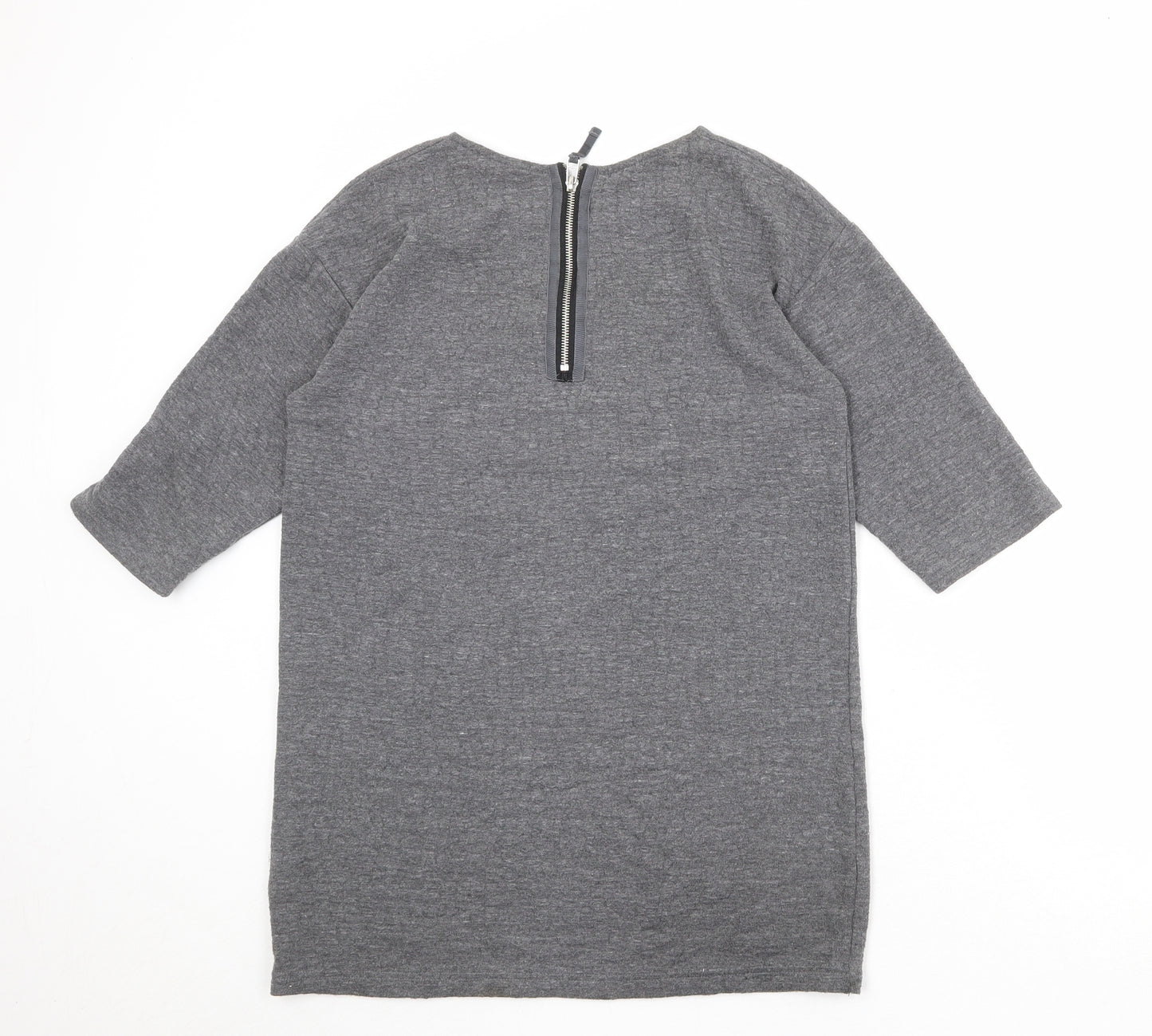 Topshop Womens Grey Polyester Basic T-Shirt Size 10 Round Neck