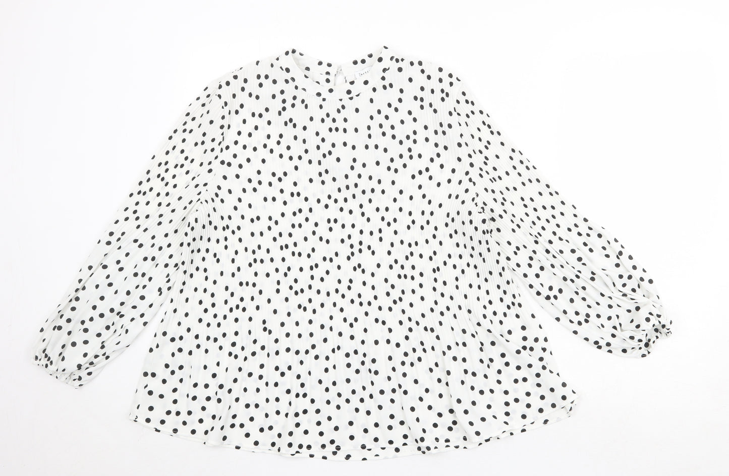 Warehouse Womens White Geometric Polyester Basic Blouse Size 14 Round Neck