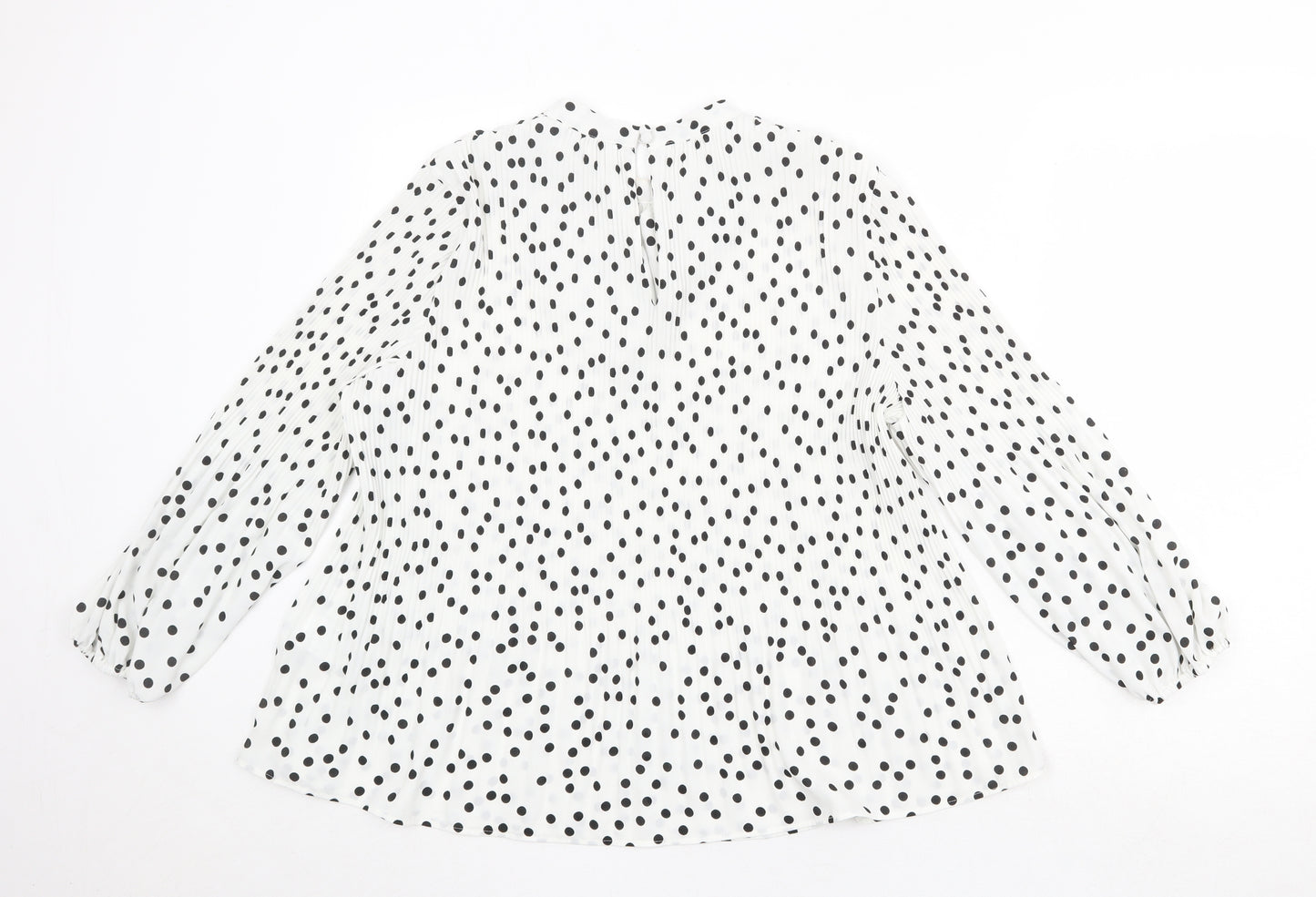 Warehouse Womens White Geometric Polyester Basic Blouse Size 14 Round Neck