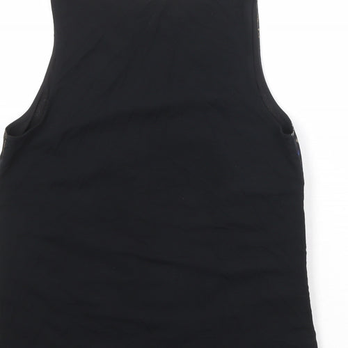 Ann Taylor Womens Black Floral Polyester Basic Tank Size S Round Neck