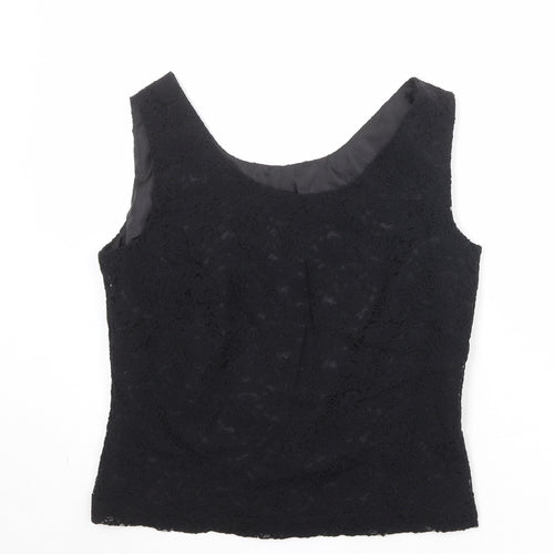 Scarlett Womens Black Floral Polyester Basic Tank Size 12 Round Neck