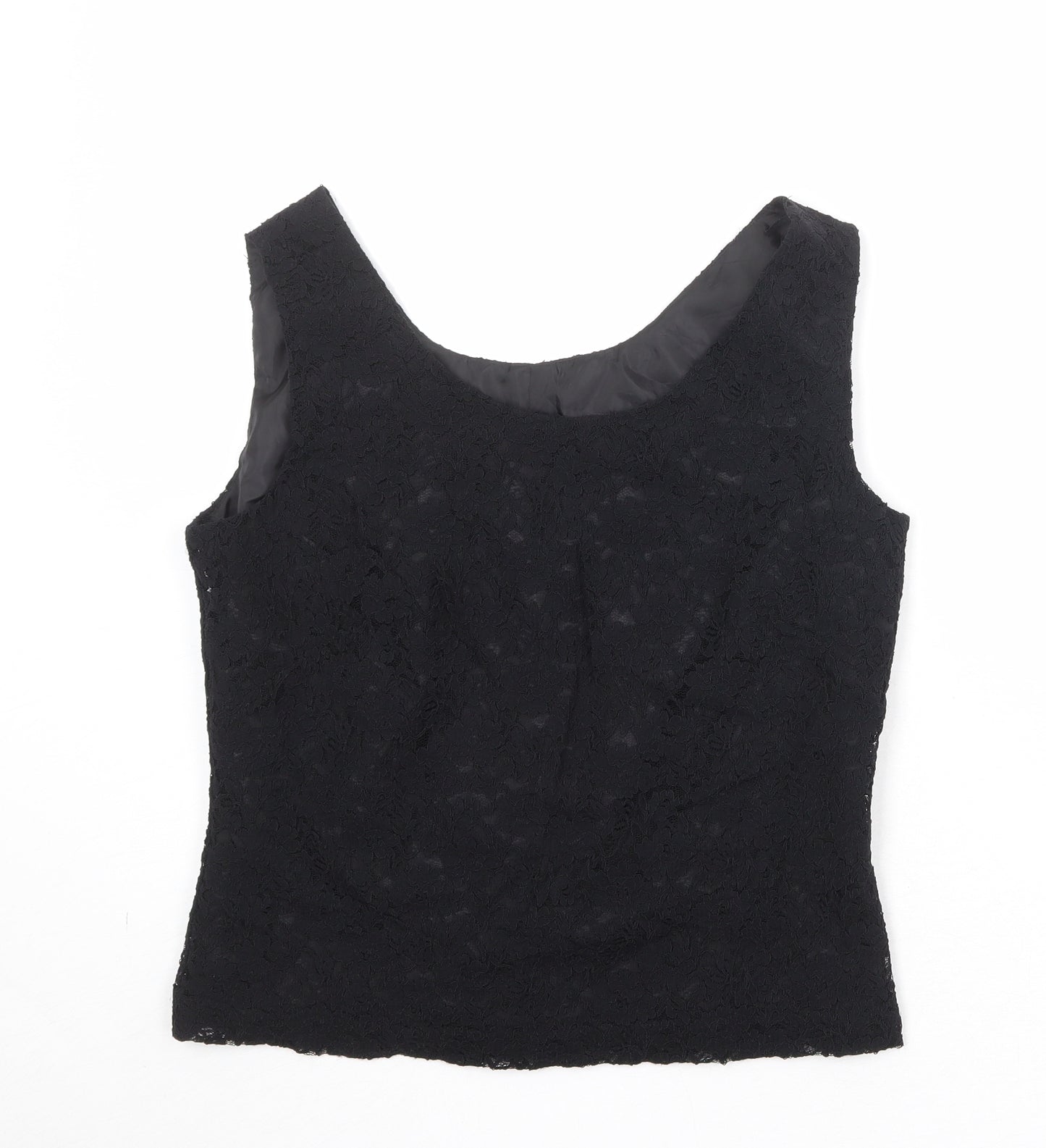 Scarlett Womens Black Floral Polyester Basic Tank Size 12 Round Neck