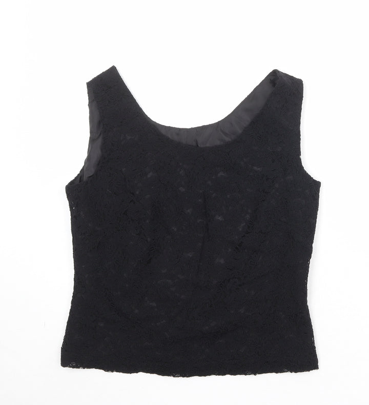 Scarlett Womens Black Floral Polyester Basic Tank Size 12 Round Neck