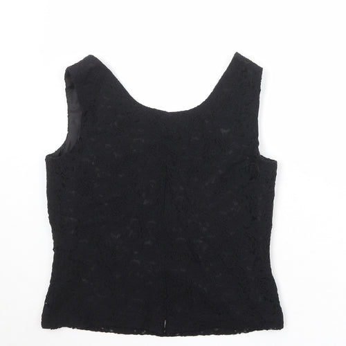 Scarlett Womens Black Floral Polyester Basic Tank Size 12 Round Neck